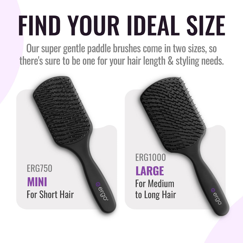 ERGO Super Gentle Mini Paddle Brush on dry hair smooths detangling