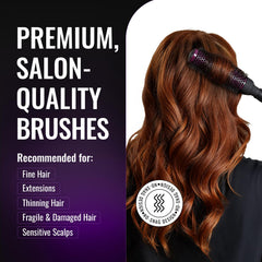 ERGO Super Gentle Round Hair Brush closeup demonstrates tourmaline bristles boosting shine.