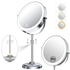 Erlingeryi 9-inch magnifying mirror shows 1x and 20x details for precise makeup tasks