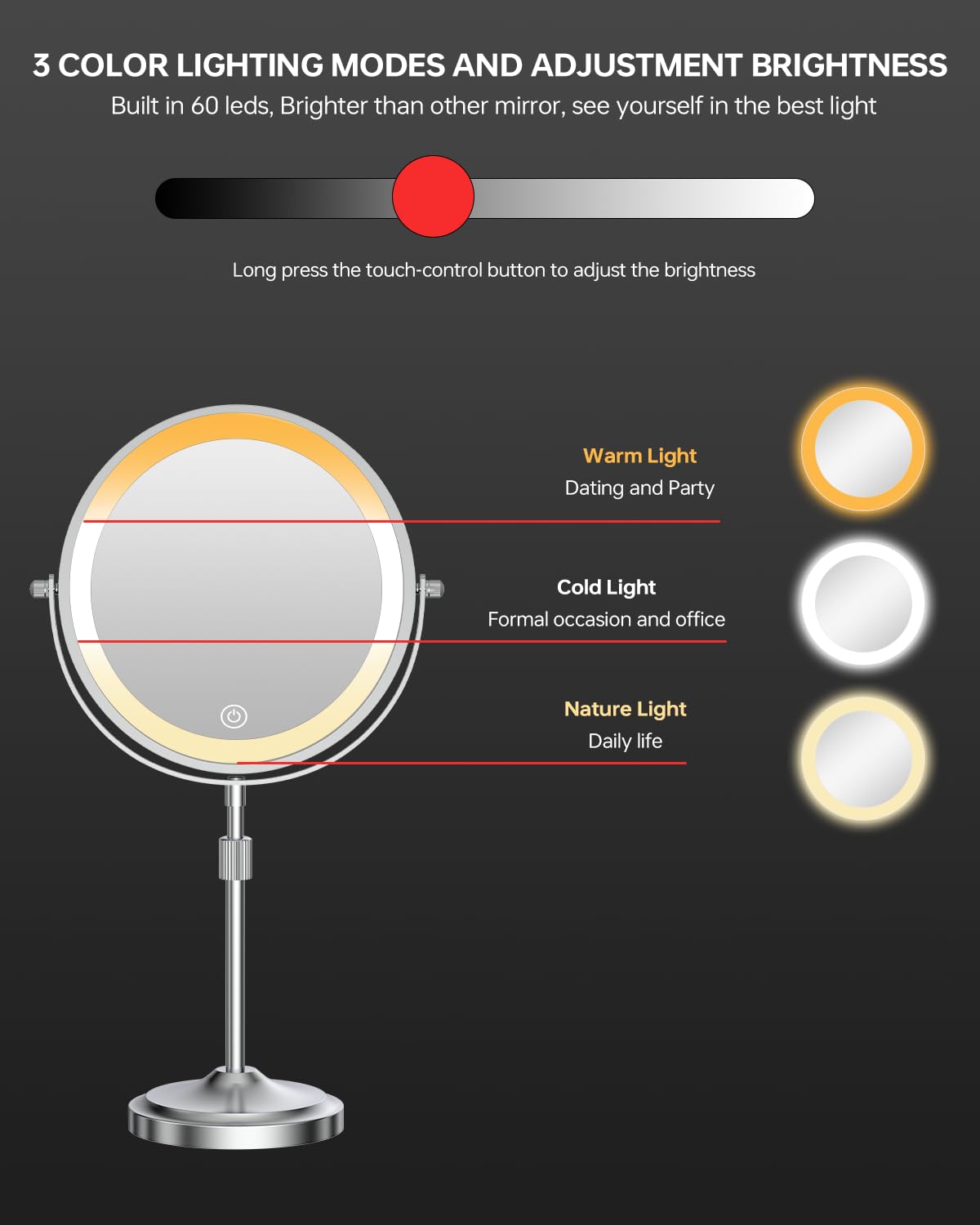 Erlingeryi height-adjustable makeup mirror to avoid bending over during makeup.