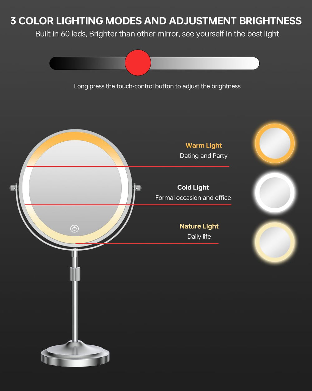 Erlingeryi height-adjustable makeup mirror to avoid bending over during makeup.