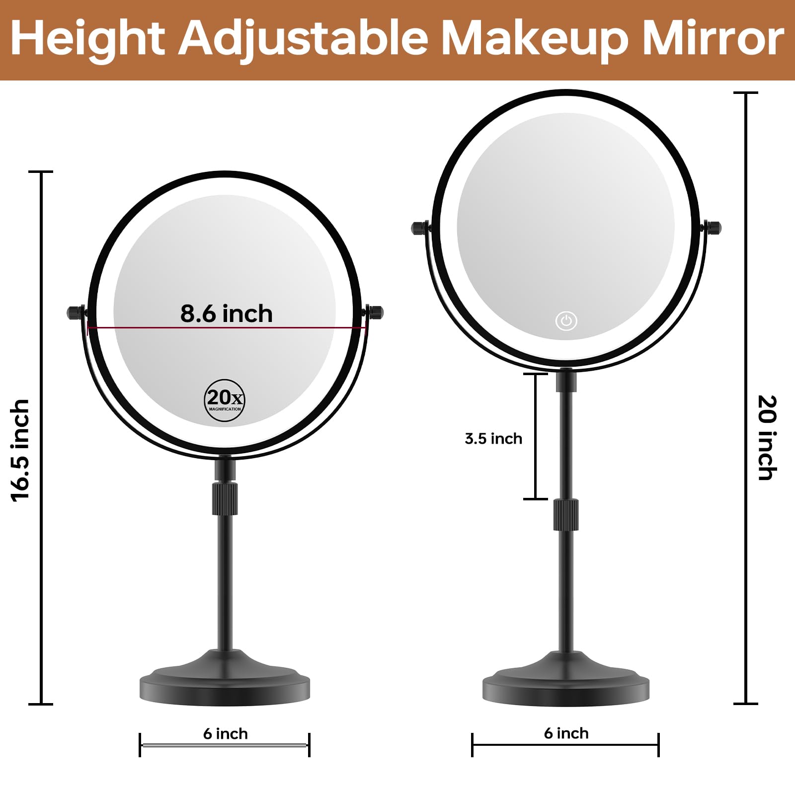 Erlingeryi lighted magnifying mirror with LED lighting for clear visibility during grooming