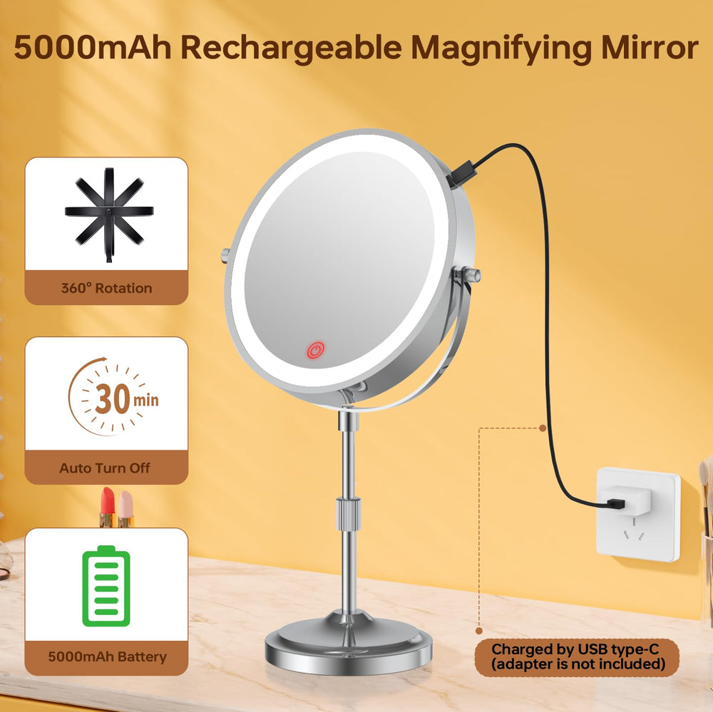 Erlingeryi rechargeable makeup mirror with cordless convenience on the vanity