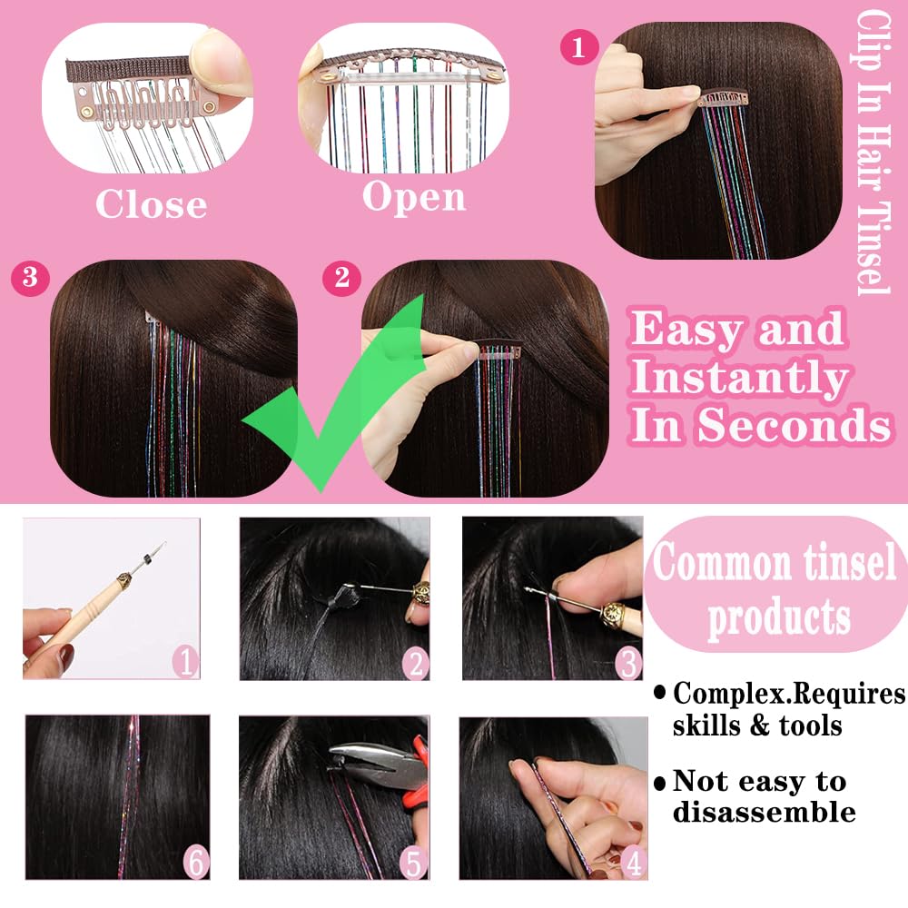EROADE glittery tinsel for parties and daily outfits enhances hairstyle