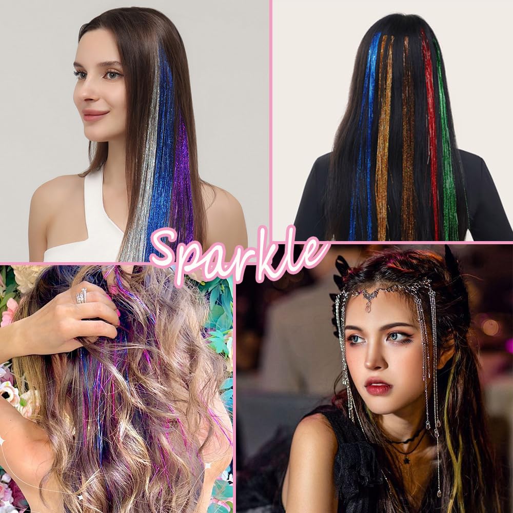 EROADE 12-piece hair tinsel kit with skin-friendly, non-toxic fibers