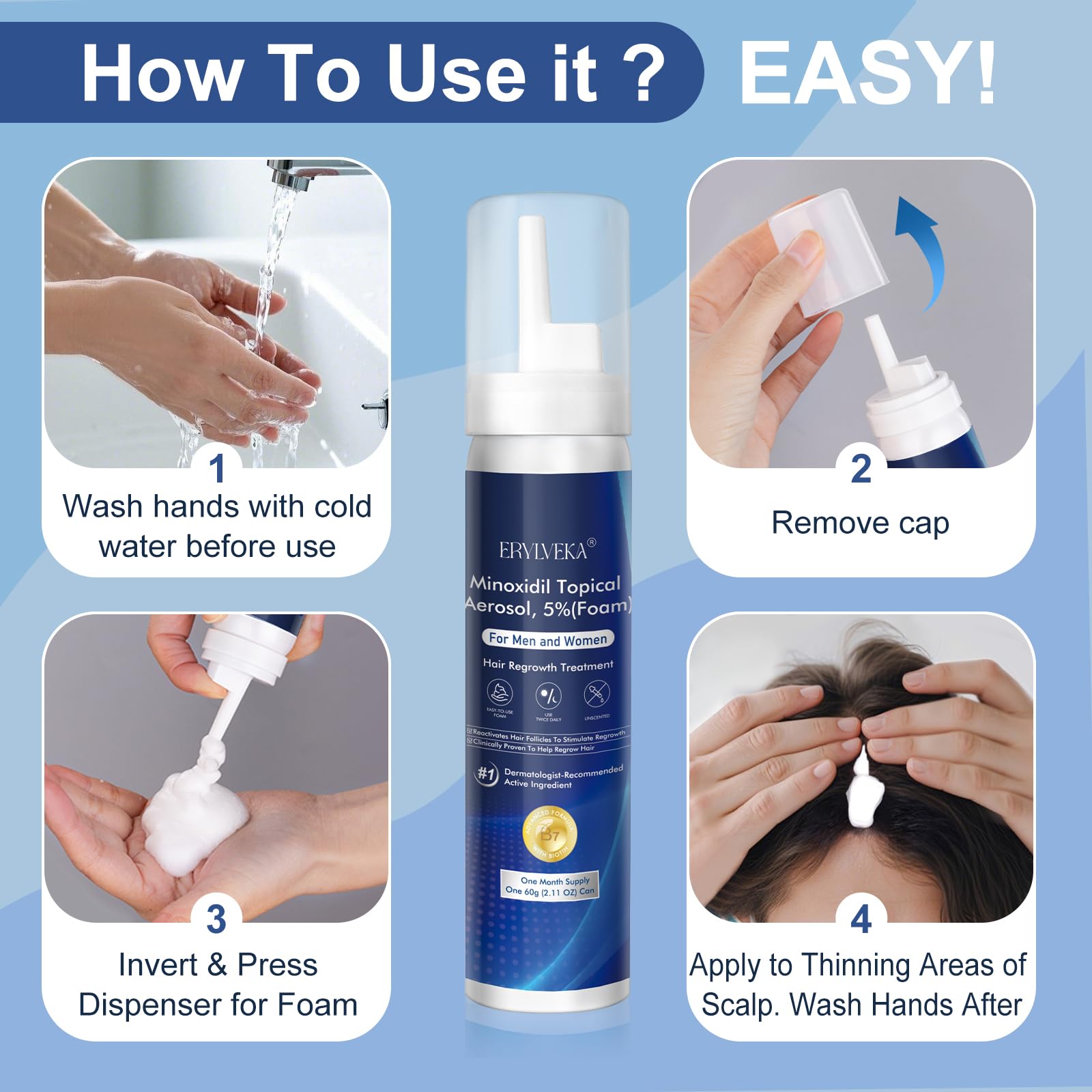 ERYLVEKA beard-application foam on face for dual-use