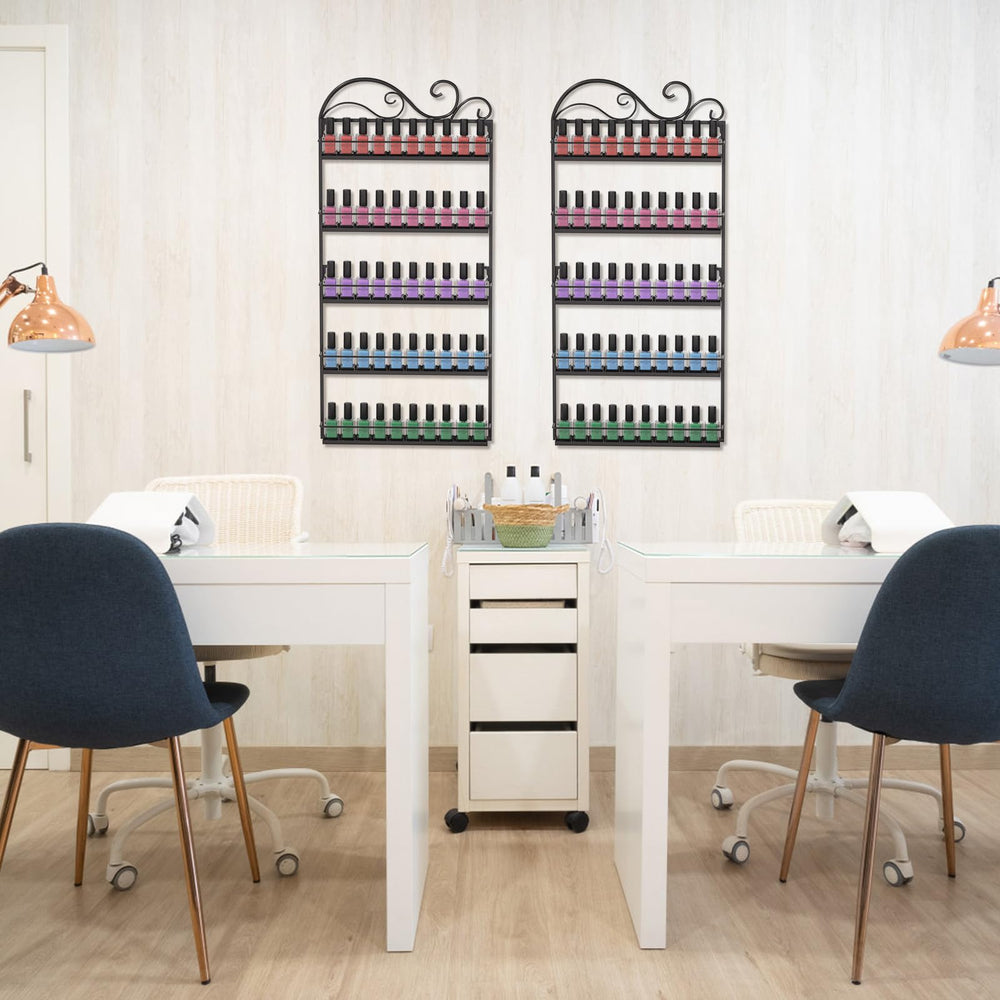 ERYTLLY rack in salon setting illustrates space-saving organization.
