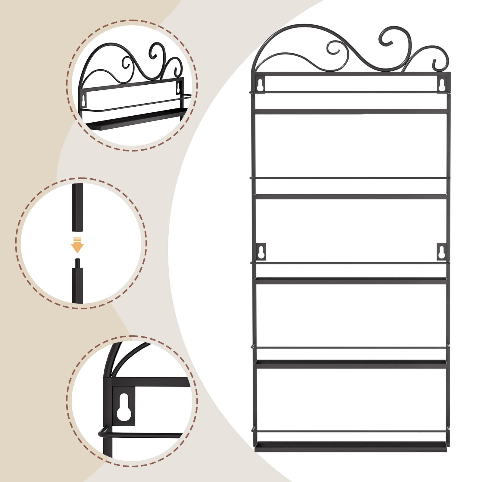 ERYTLLY wall-mounted nail polish rack dimensions 11.8 x 2.5 x 25.4 inches fit diverse bottle shapes.