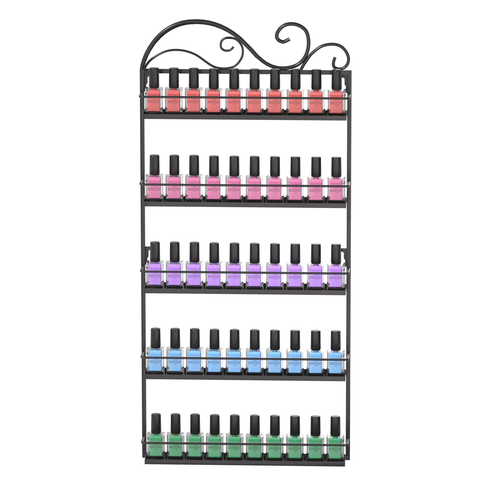 ERYTLLY wall-mounted nail polish rack full display for quick, organized access.