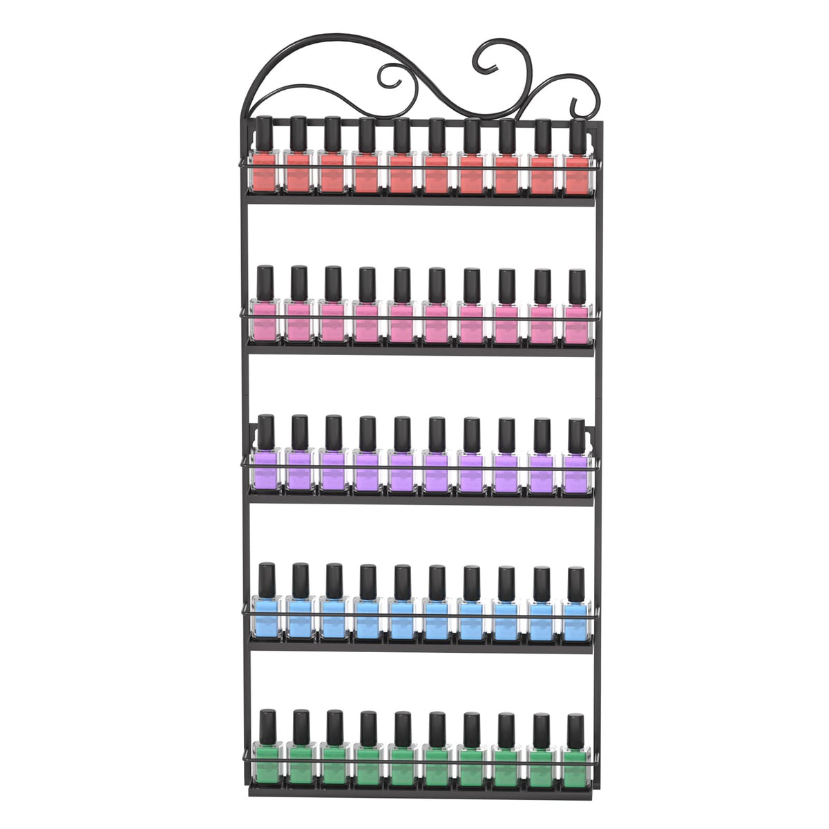 ERYTLLY wall-mounted nail polish rack full display for quick, organized access.