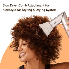 Esctabalt wide tooth comb in use during hair styling session