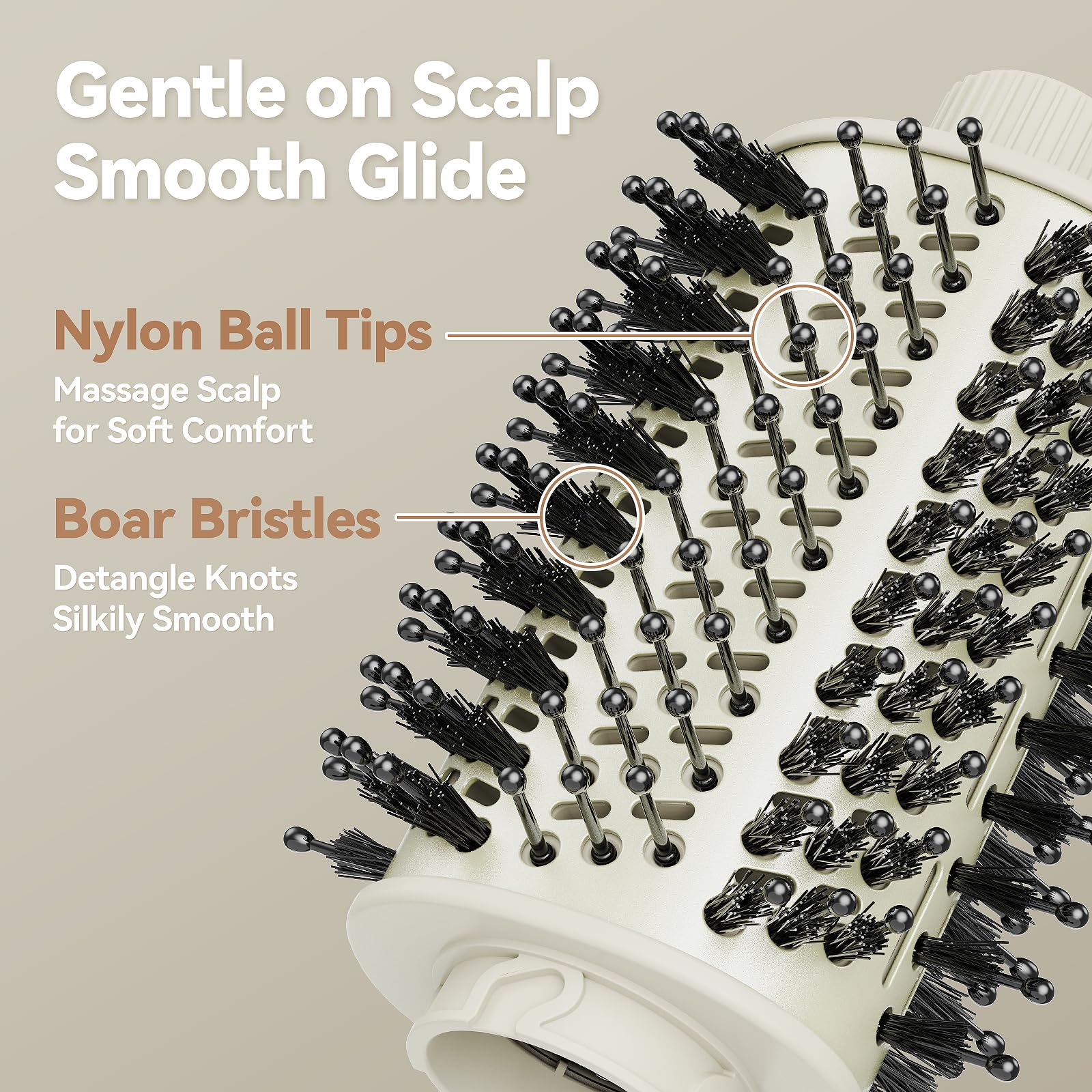 Esctabalt oval brush attachment allows drying and styling in one pass