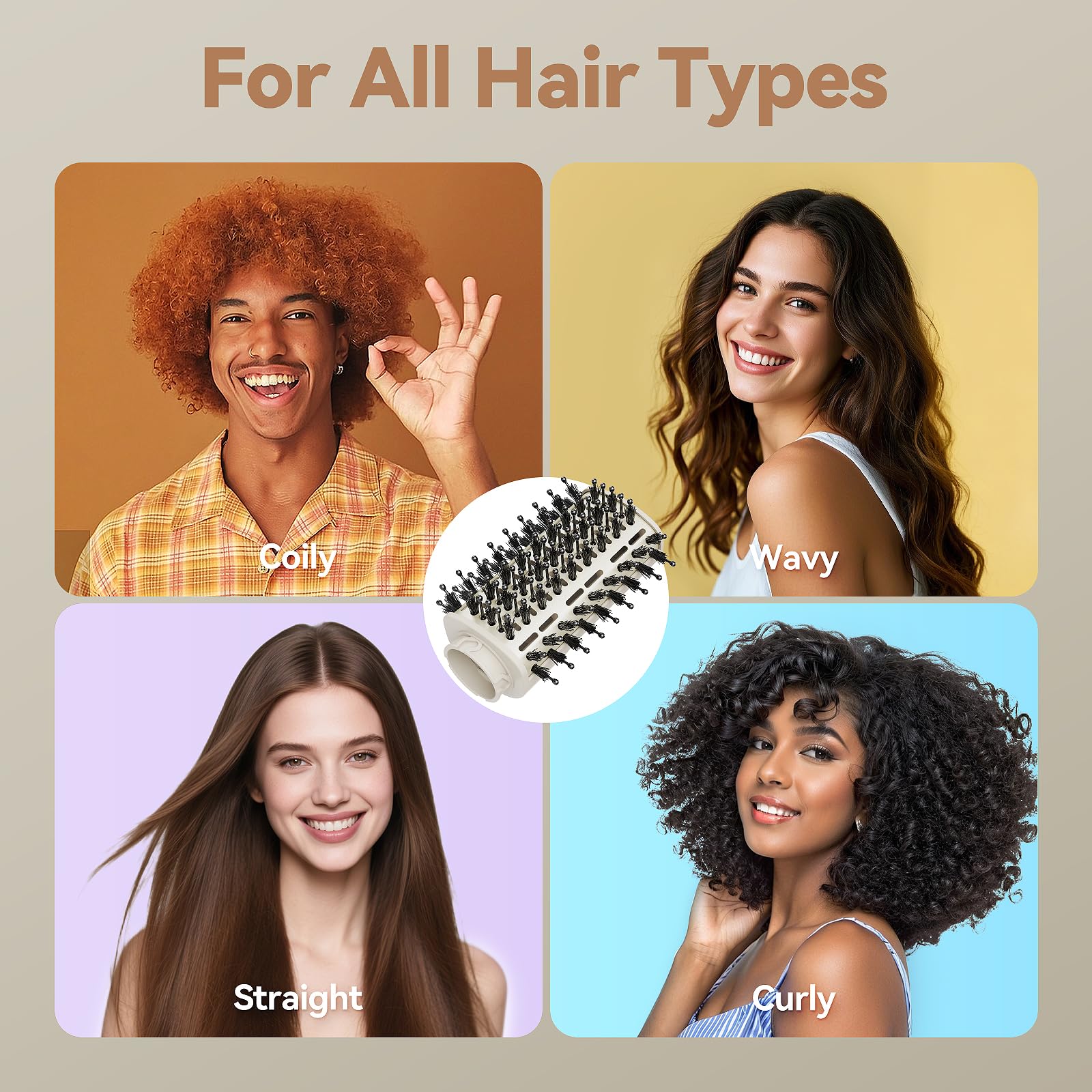 Esctabalt paddle brush attachment works on all hair types, from straight to curly, for smoother results.