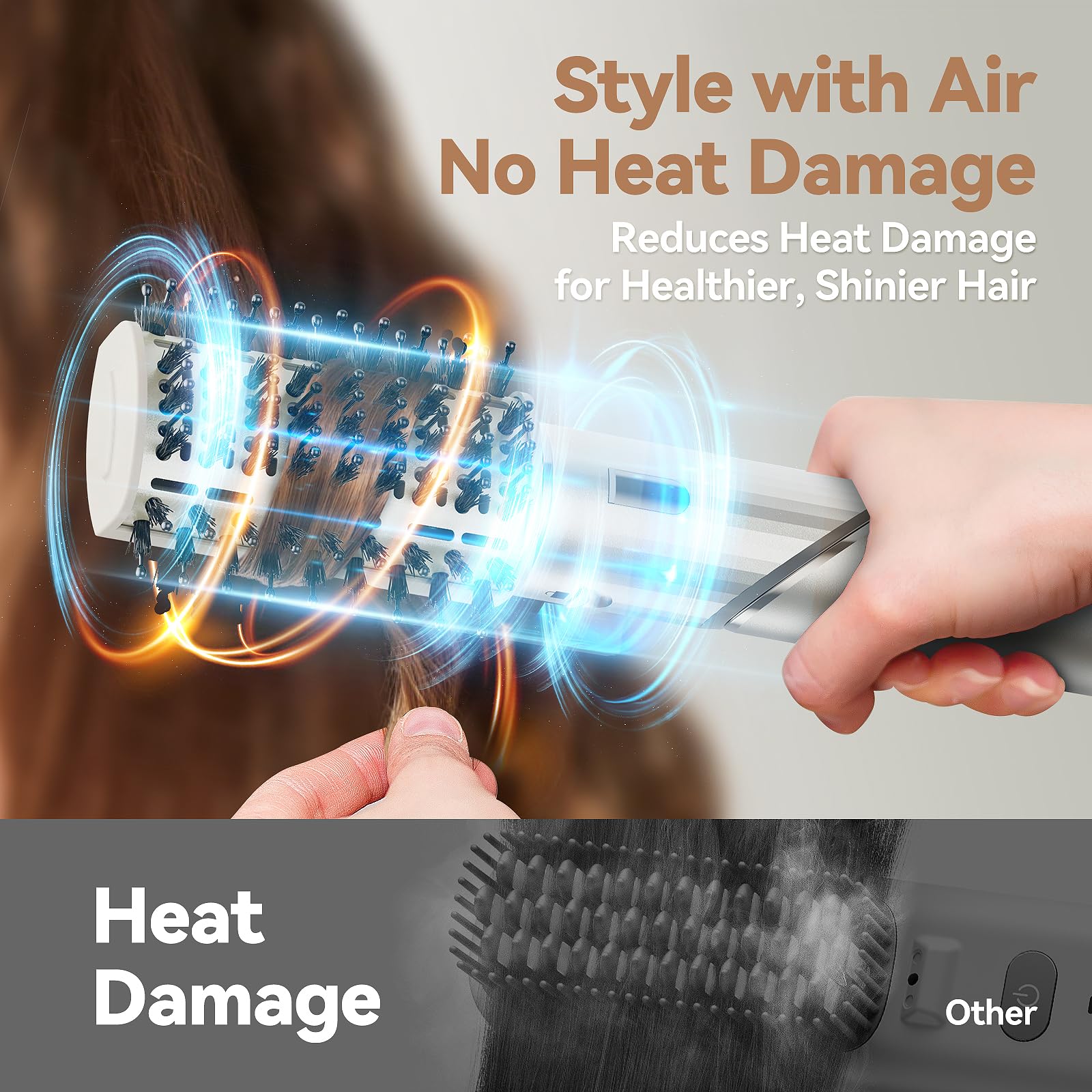Esctabalt paddle brush attachment helps reduce heat exposure during styling with strong airflow.
