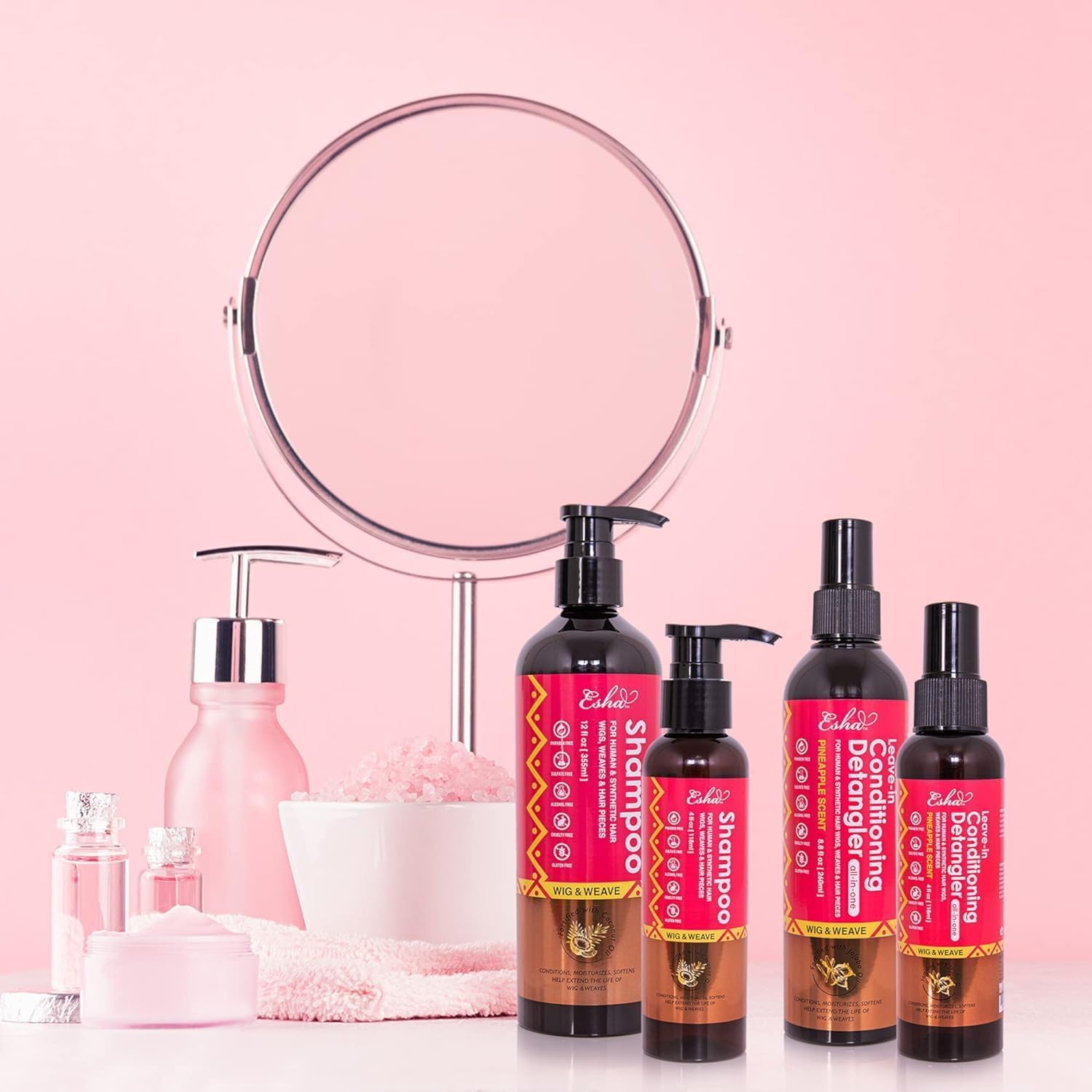 Esha product line shot highlights versatile use across braids and weaves.