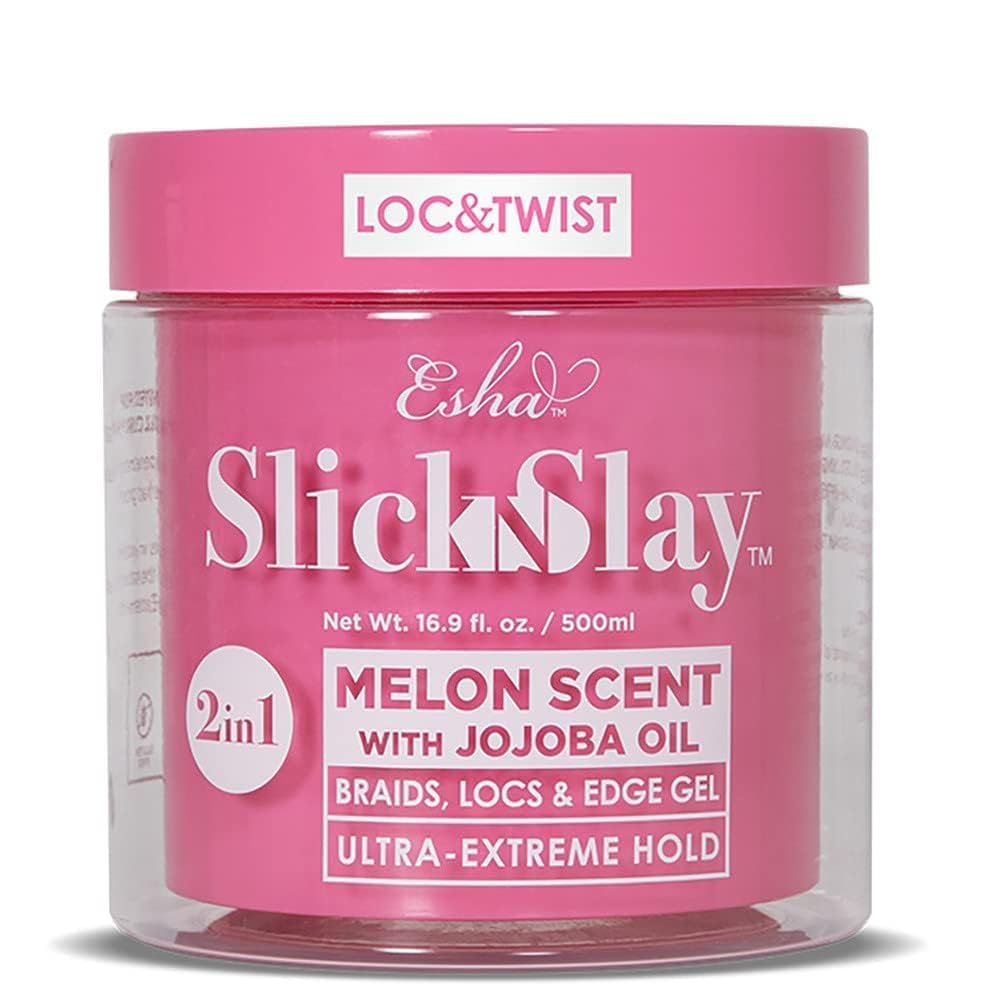Esha Slick N Slay gel bottle front for ultra hold styling.