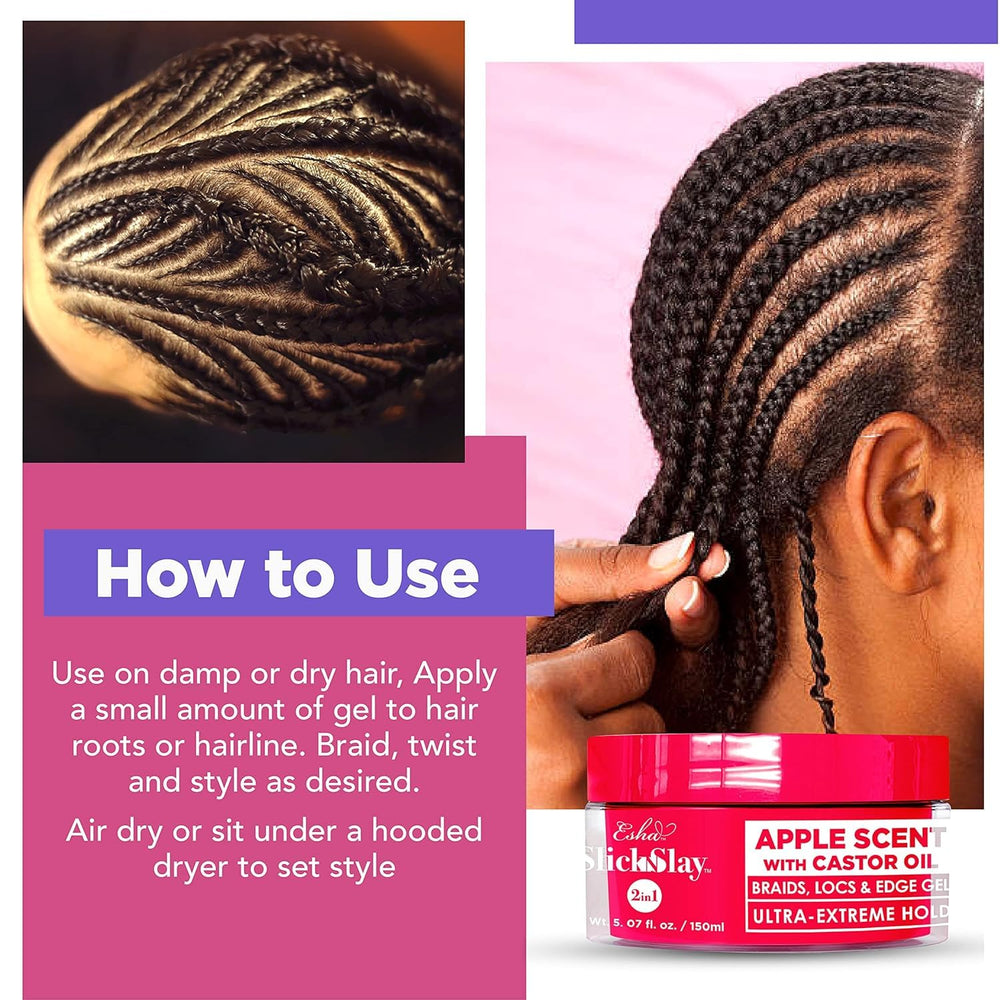 Bottle highlights nourishing ingredients in Esha Slick N Slay