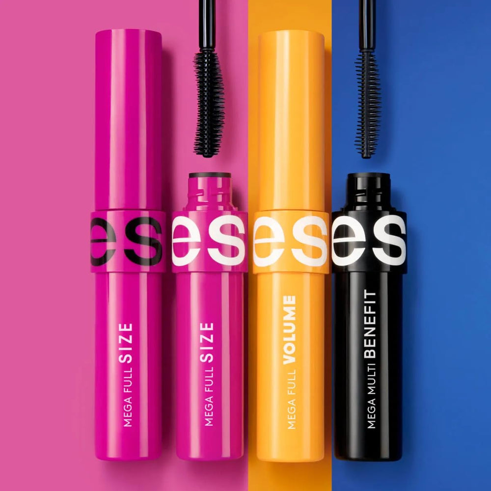 Esika Pro Mega Full-Size Mascara packaging with shade Black communicates bold, long-lasting definition