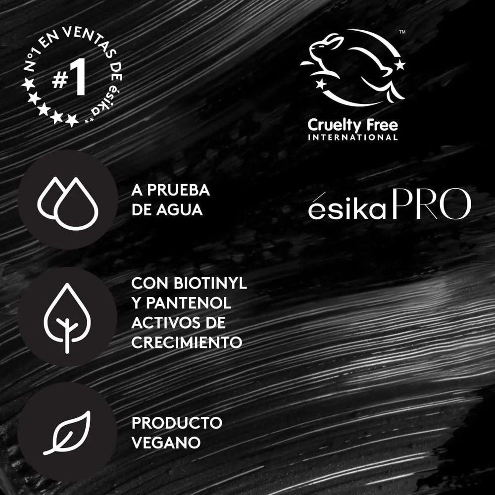 Esika Pro Mega Full-Size Mascara wand application shows lightweight, clump-free gel formula