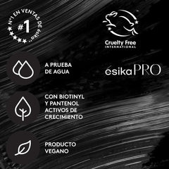 Esika Pro Mega Full-Size Mascara wand application shows lightweight, clump-free gel formula