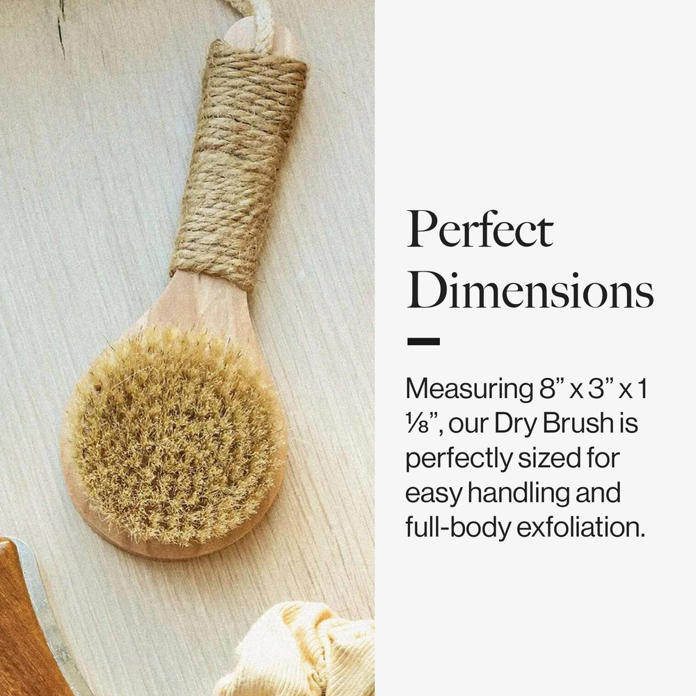 ESKER Dry Brush hanging by hemp twine in bathroom for easy drying.