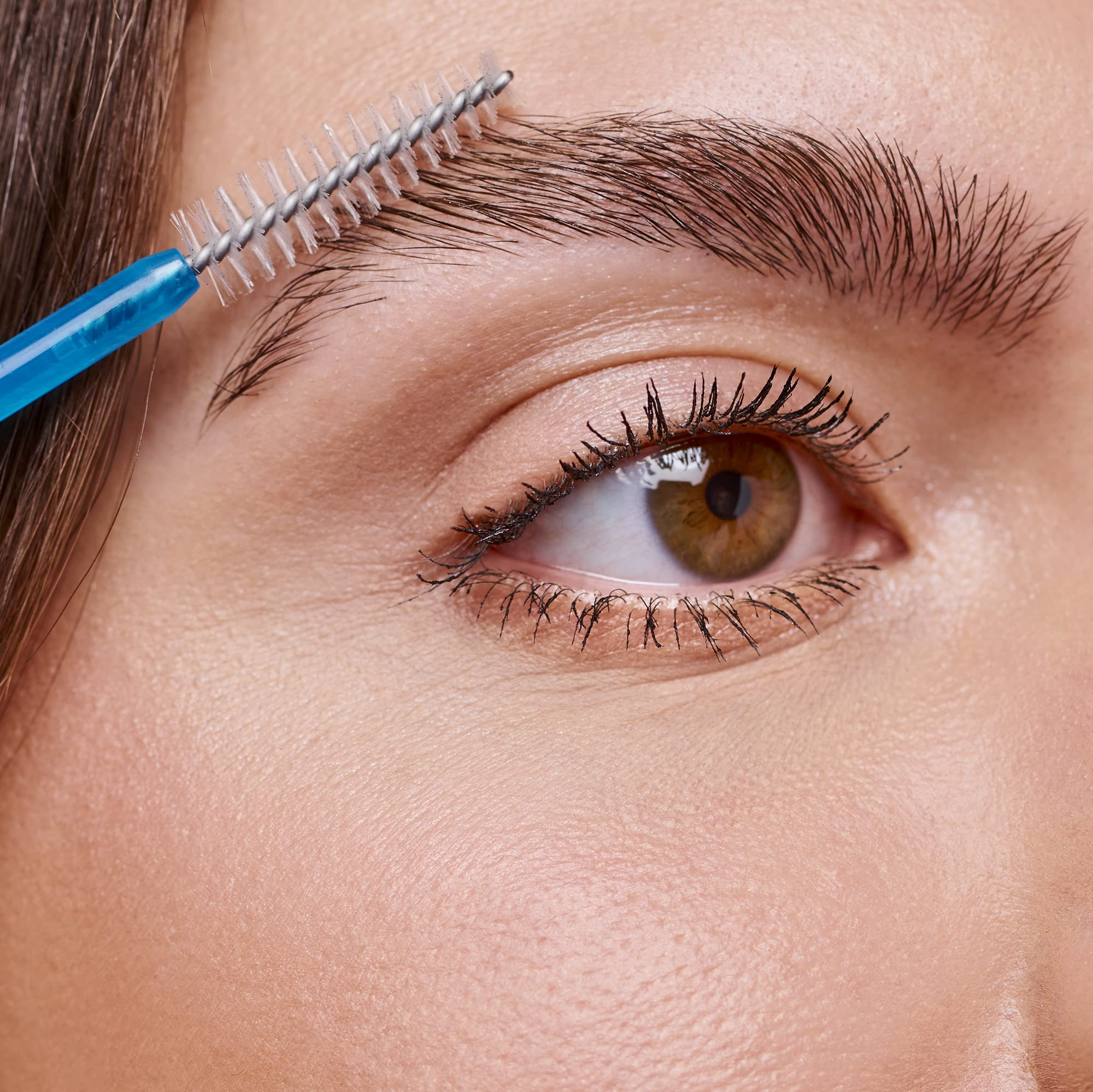 essence 3-pack clear brow gel on brows defines shape and tames stray hairs.
