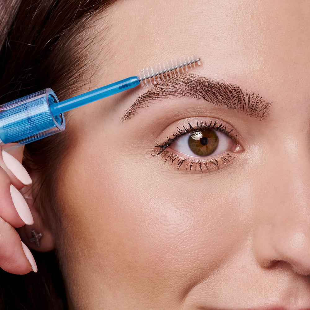 essence clear brow gel on lashes enhances natural curl for a softer look.