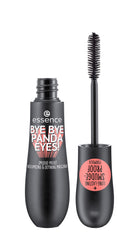 essence Bye Bye Panda Eyes Mascara wand close-up shows defined lashes via tubing formula.