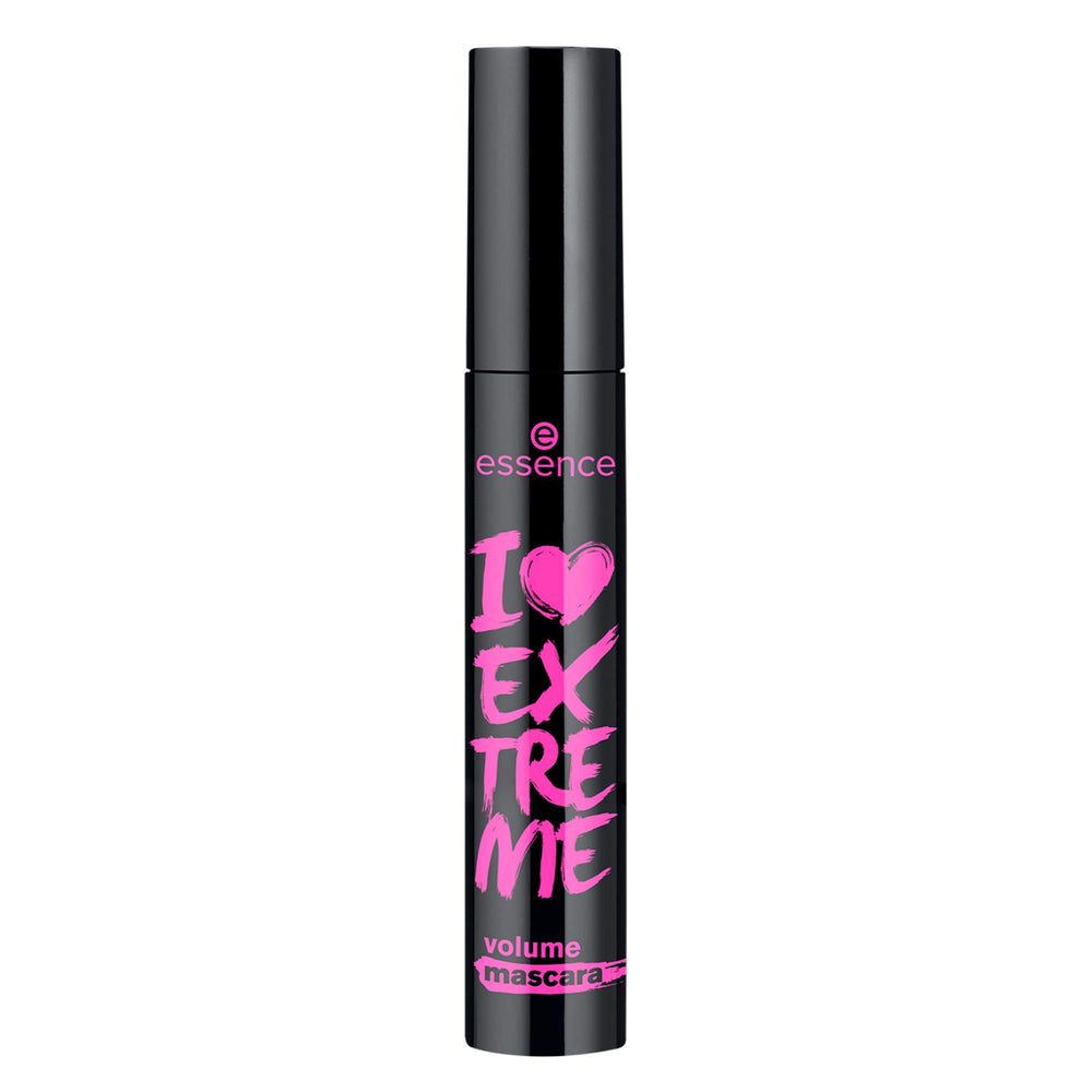 essence I Love Extreme Volume Mascara wand closeup, dramatic lash definition in seconds
