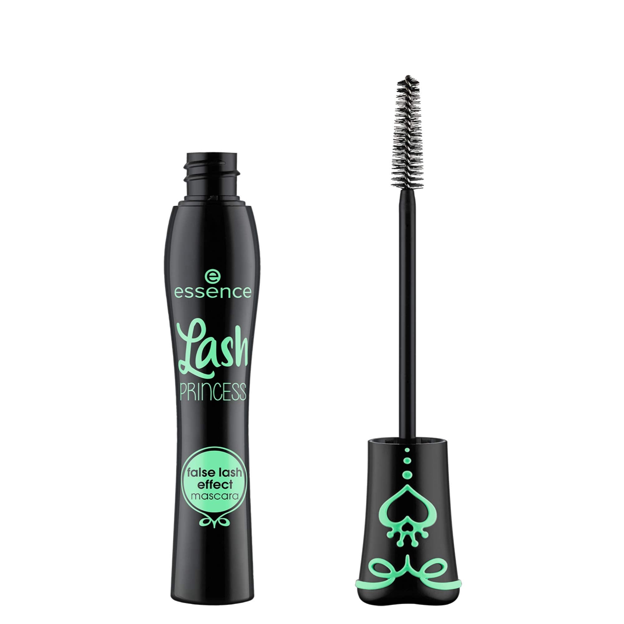 essence Lash Princess mascara brush closeup shows dramatic, clump-free volume.