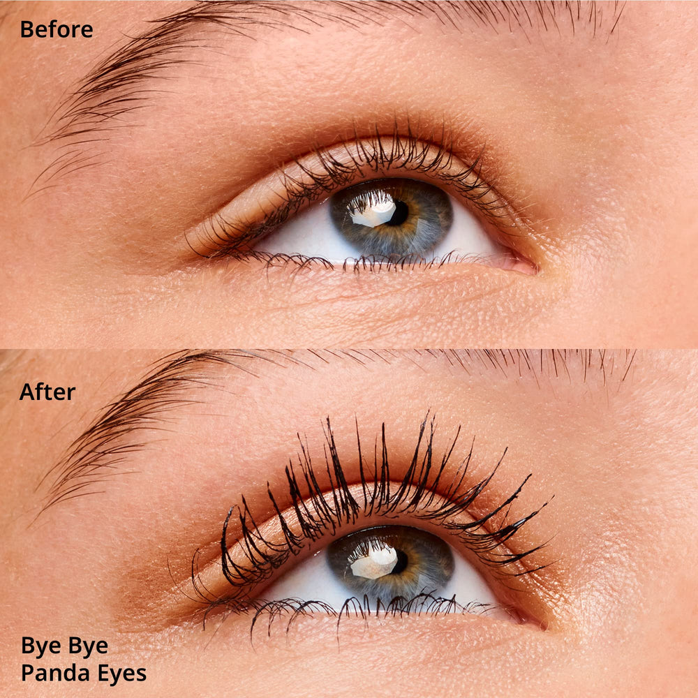 essence tubing formula lash wrap close-up demonstrates water-resistant tubes around lashes.