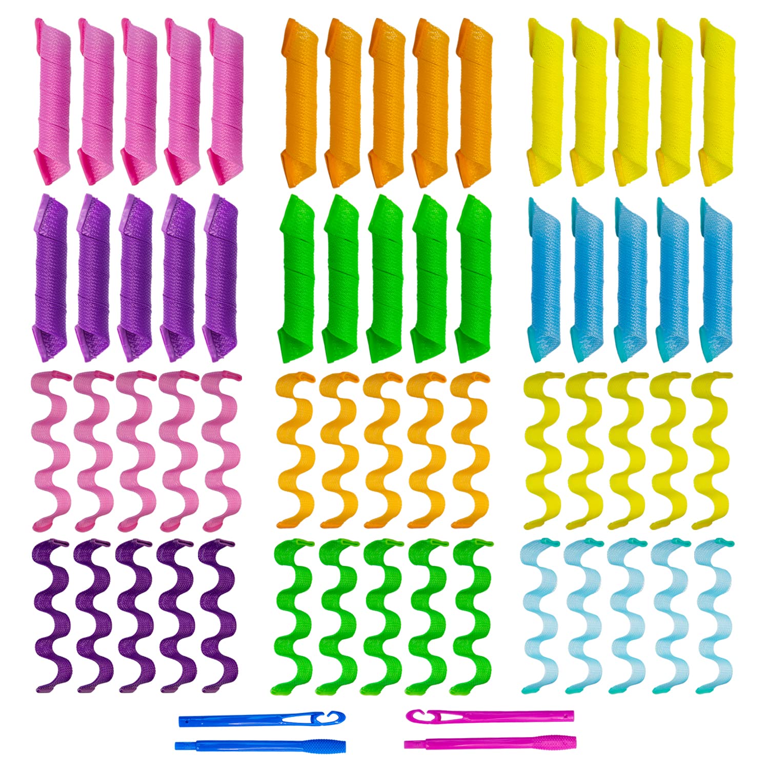 Essenergi heatless curlers spiral collection showing defined curls for daily styling