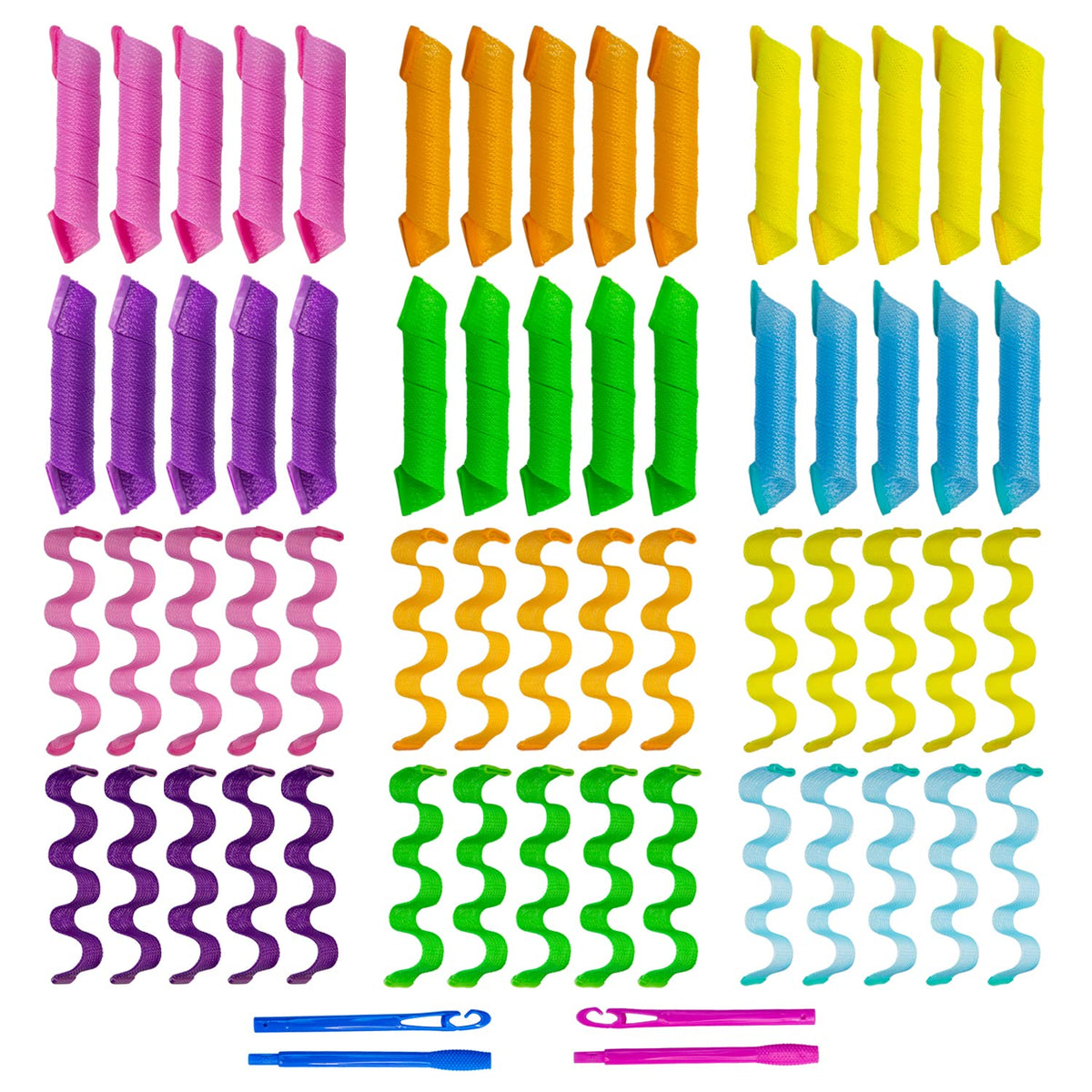 Essenergi heatless curlers spiral collection showing defined curls for daily styling
