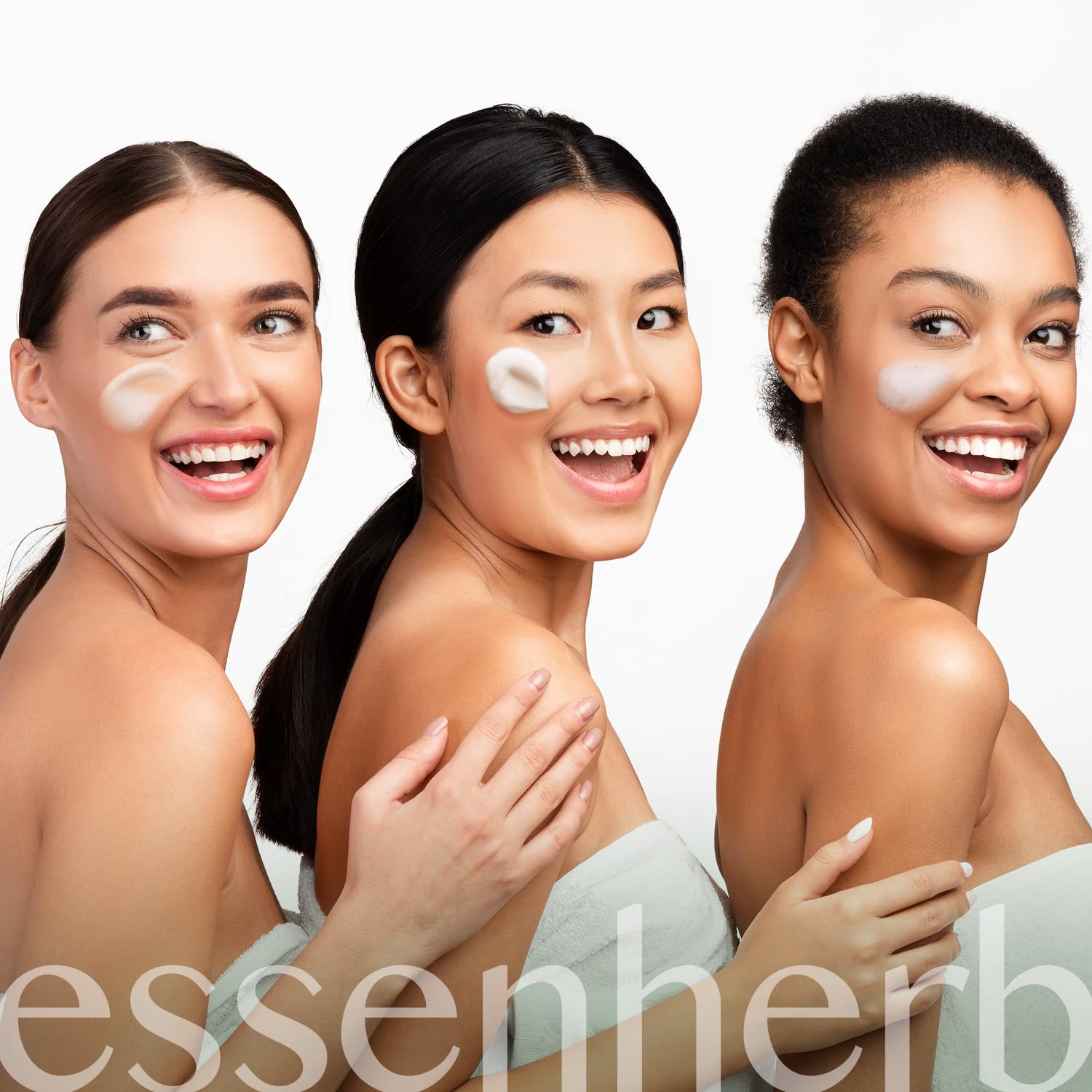 ESSENHERB Tea Tree Foam Cleanser bottle on vanity suggests routine care.