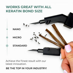 ESSENT-IX seamless fusion tips image highlights clean keratin bonds with minimal residue.