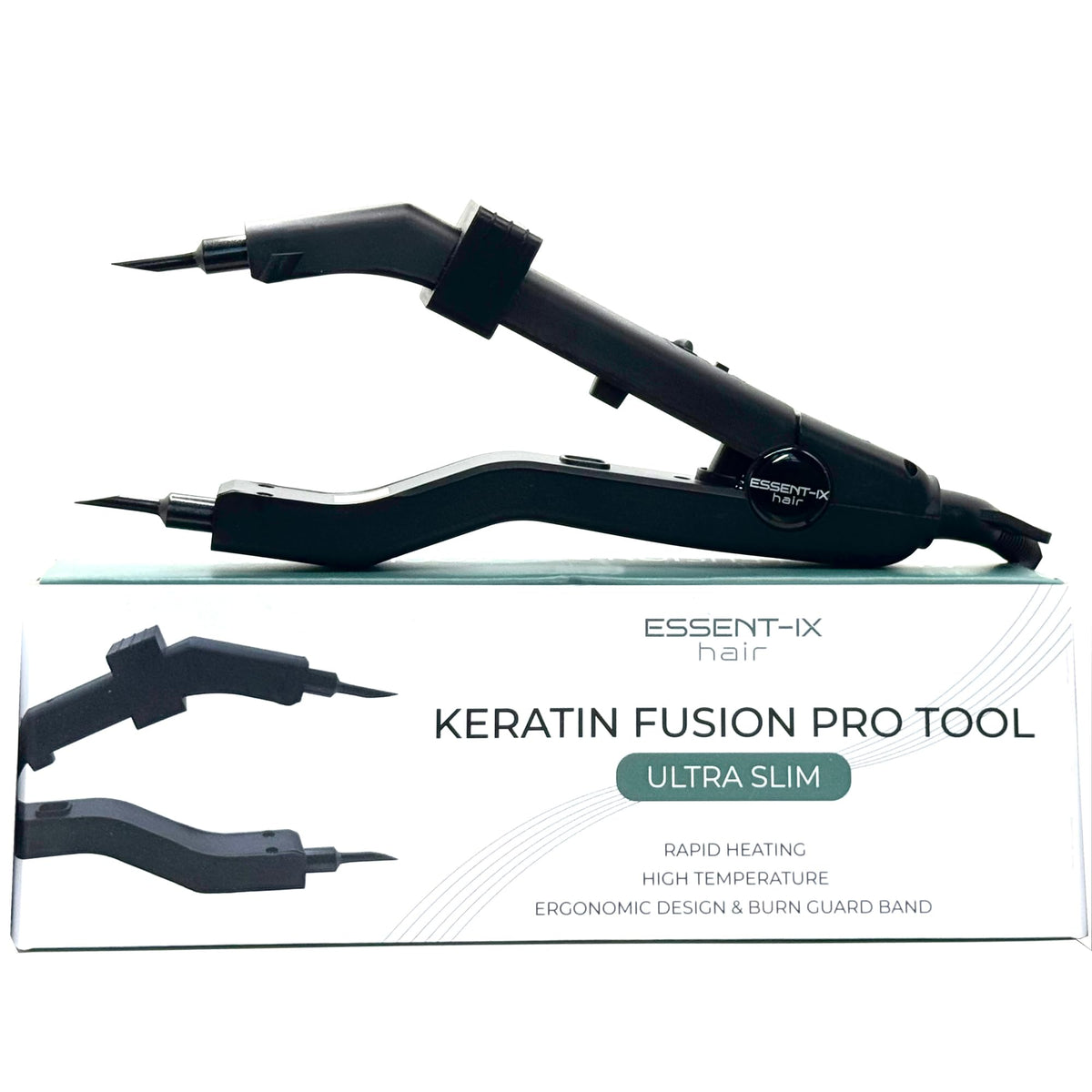 ESSENT-IX keratin fusion tool with slim long plates enables precise root-access application.