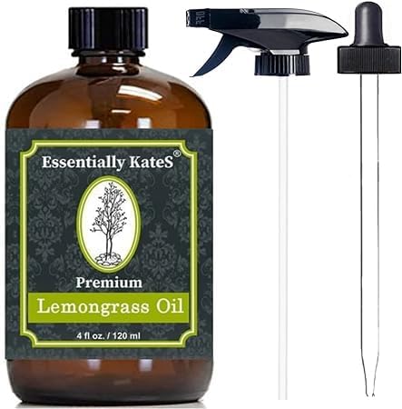 Essentially KateS lemongrass oil bottle for uplifting aromatherapy.