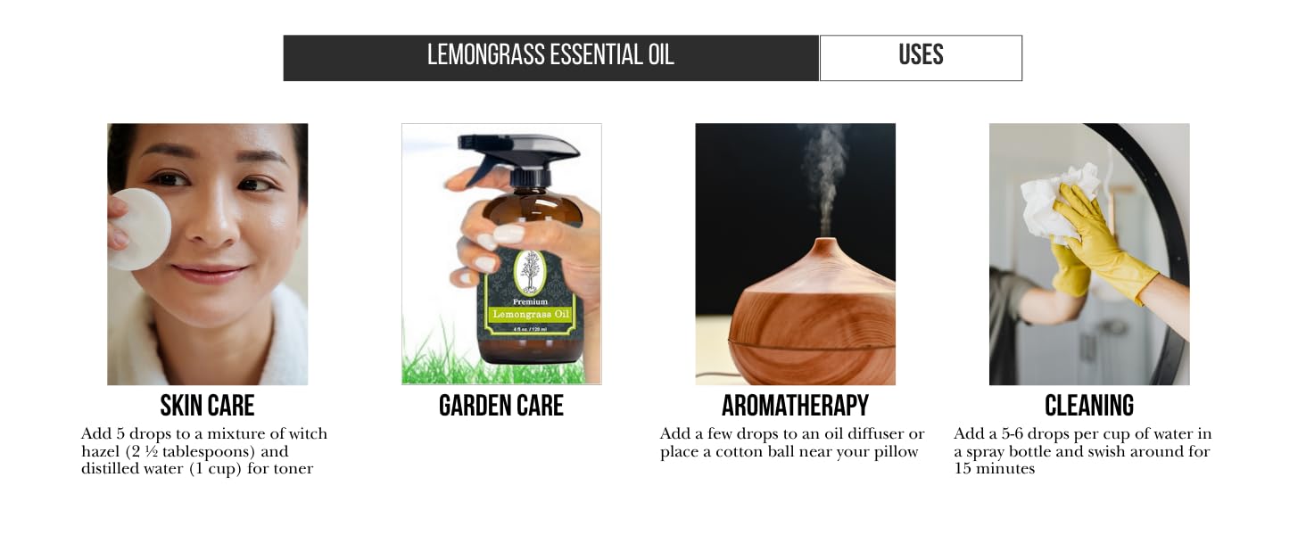Lemongrass oil with dropper cap for precise dilution in blends.