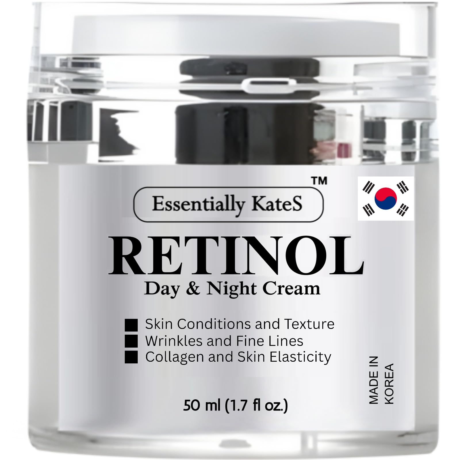 Essentially KateS retinol cream bottle pump, easy application with lightweight hydration for daily care.