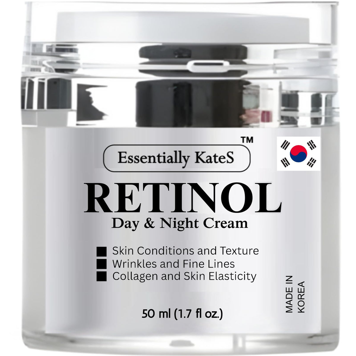 Essentially KateS retinol cream bottle pump, easy application with lightweight hydration for daily care.