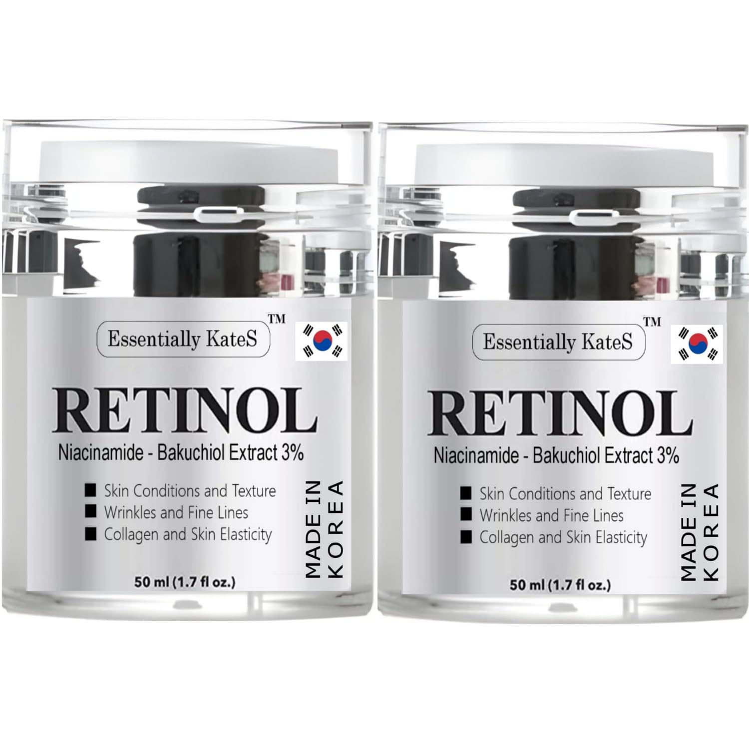 Essentially KateS Retinol Moisturizer pack shot highlighting value of 2x50ml for routine