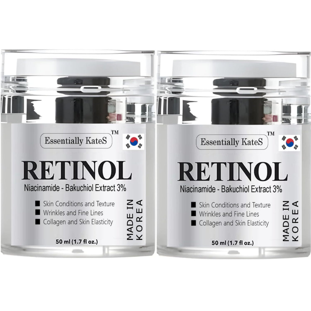 Essentially KateS Retinol Moisturizer pack shot highlighting value of 2x50ml for routine