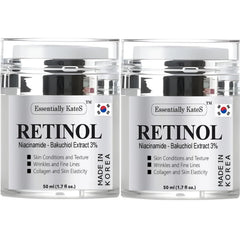 Essentially KateS Retinol Moisturizer pack shot highlighting value of 2x50ml for routine
