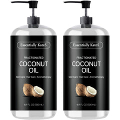 Essentially KateS fractionated coconut oil bottle no scent supports versatile skin and hair care.