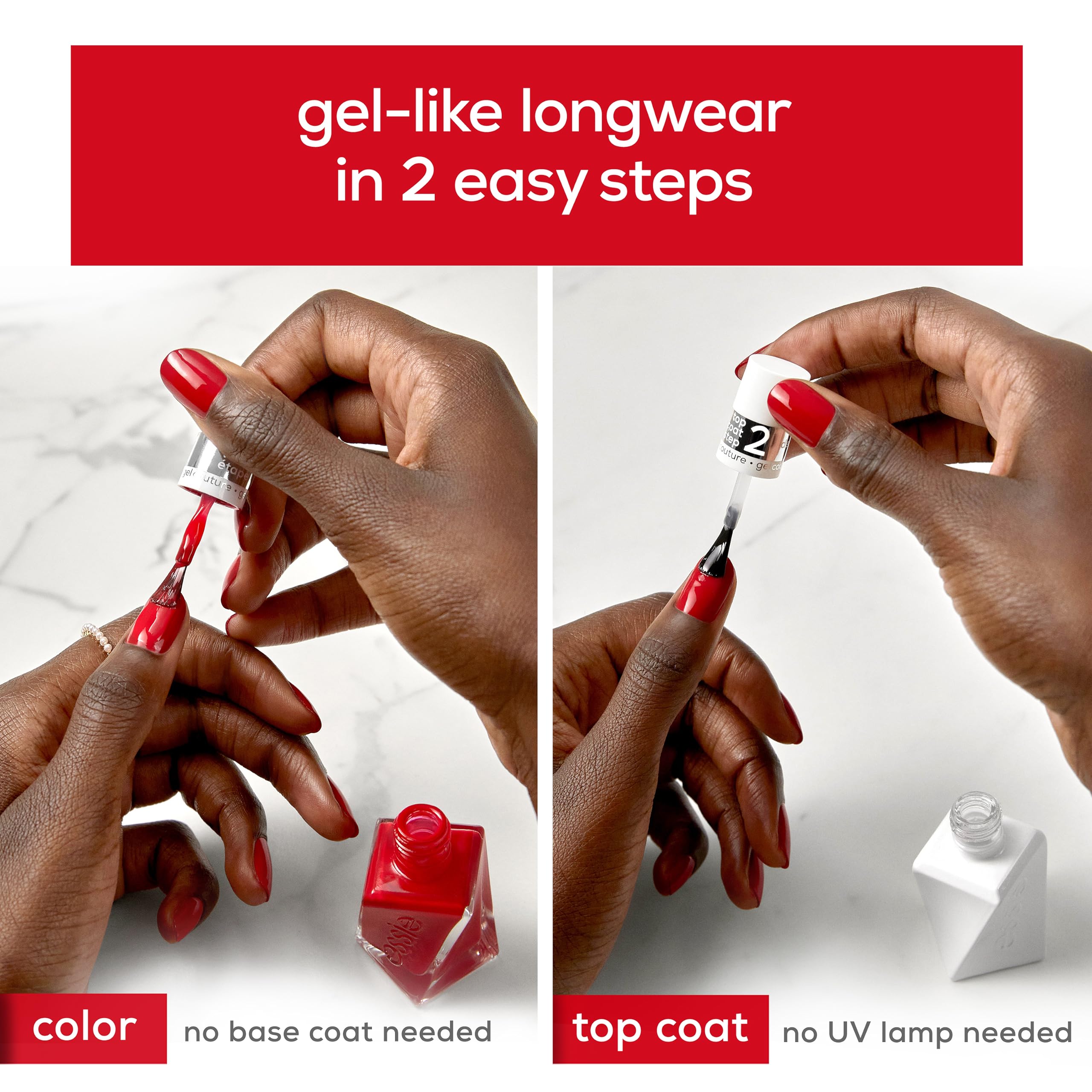 Essie gel-like finish with high shine for a premium look.