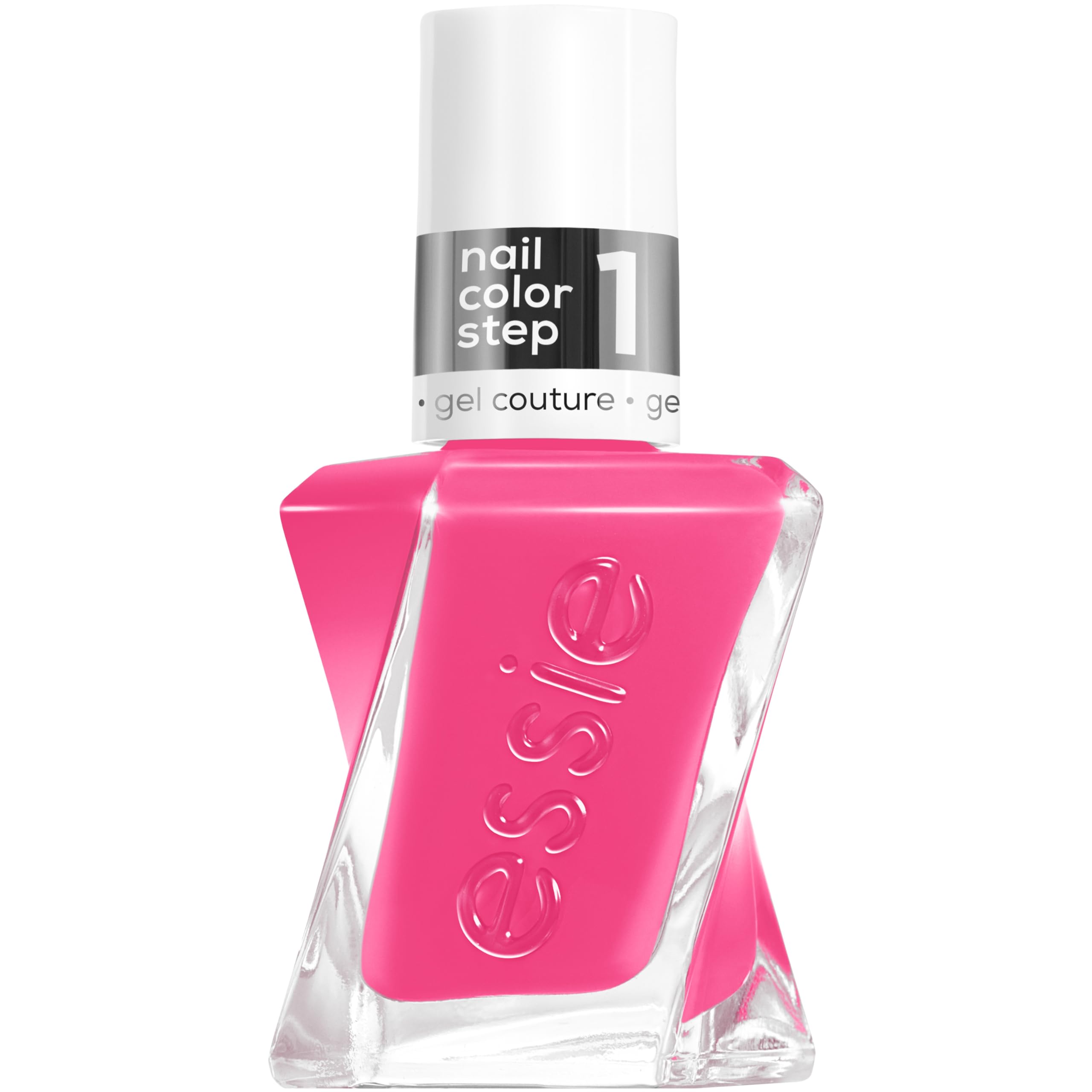 Essie Gel Couture Pinky Ring swatch showing vivid pink with blue undertones.