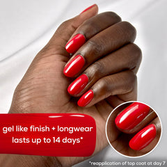 Essie Gel Couture top coat applied for gel-like shine and protection.