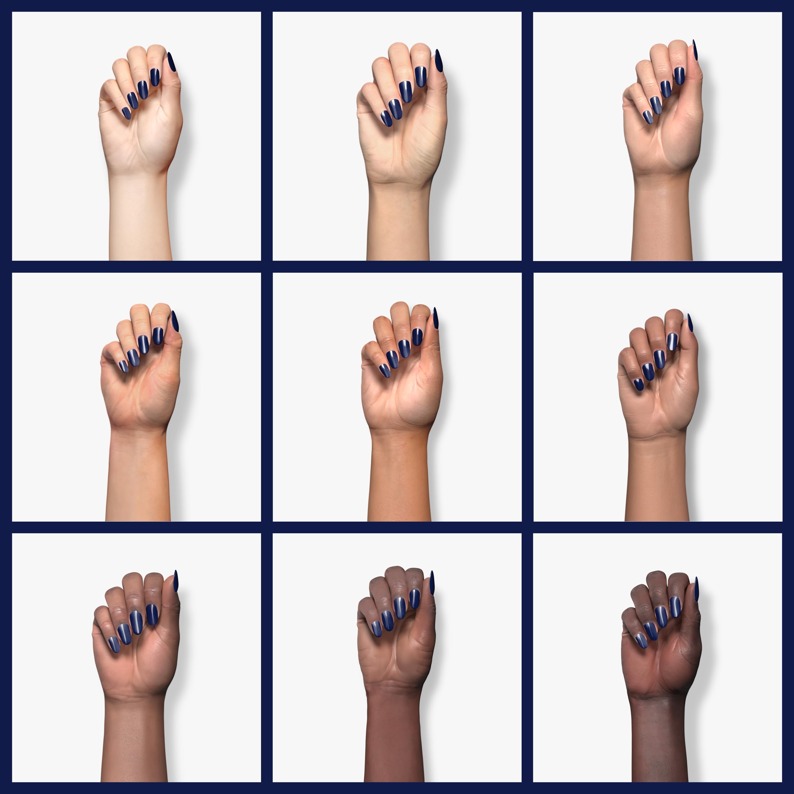 Glossy finish highlights red undertones in this indigo shade.