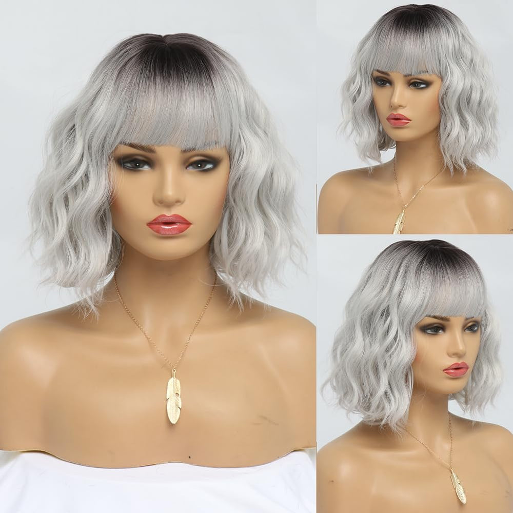 EssionTech ombre-grey-wavy-bob-14in adds dimension for versatile looks.