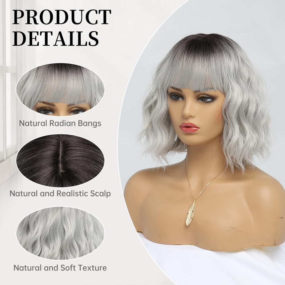 EssionTech premium-synthetic-fiber wig offers natural shine and light feel.